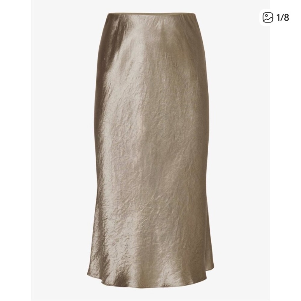 Aritzia Metallic Gold Midi Skirt